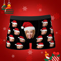Custom Face Boxers Shorts With Christmas hat Personalized Photo Underwear Christmas Gift For Men