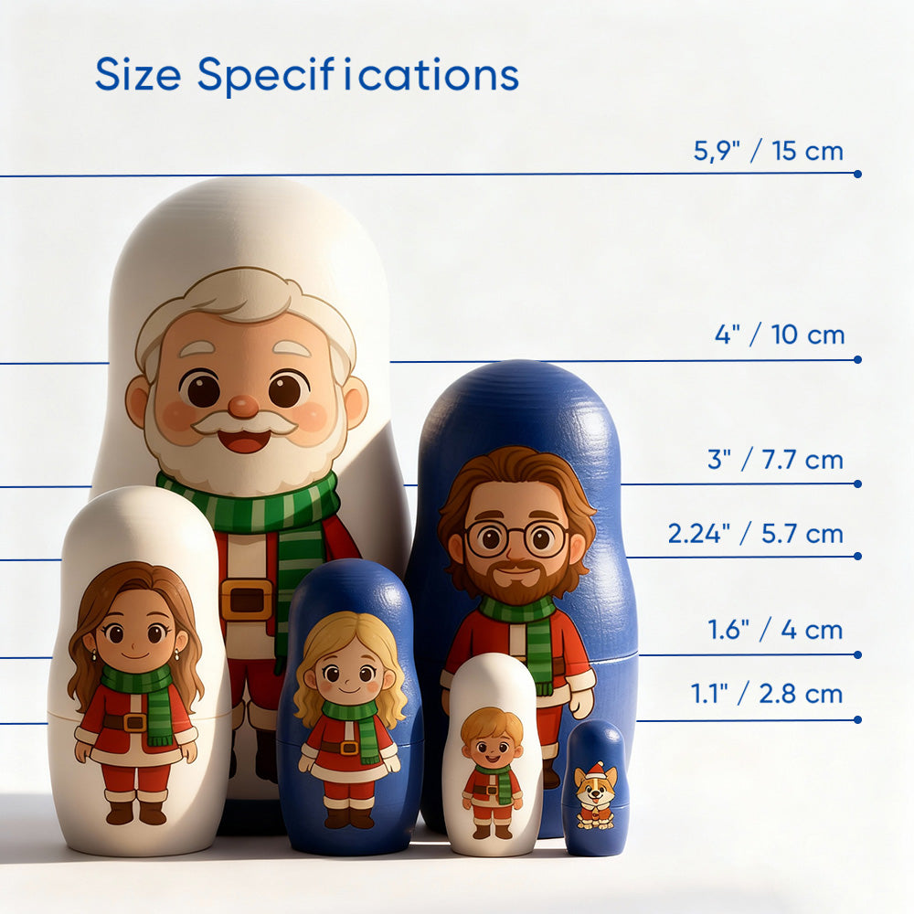 Personalized Portrait Nesting Doll Custom Photo Family Portrait Cartoon Style Gift Photo Christmas Gift